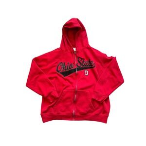 Ohio State Buckeyes Red Full Zip Hoodie J. America Size Large